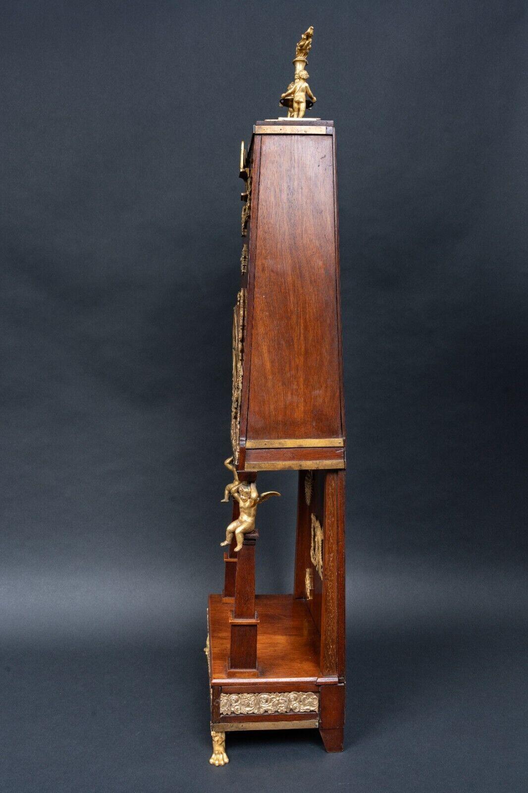 Balthazard Homemade Mahogany Pendulum Gold Bronze Cherubim Enamel Dial For Sale 10