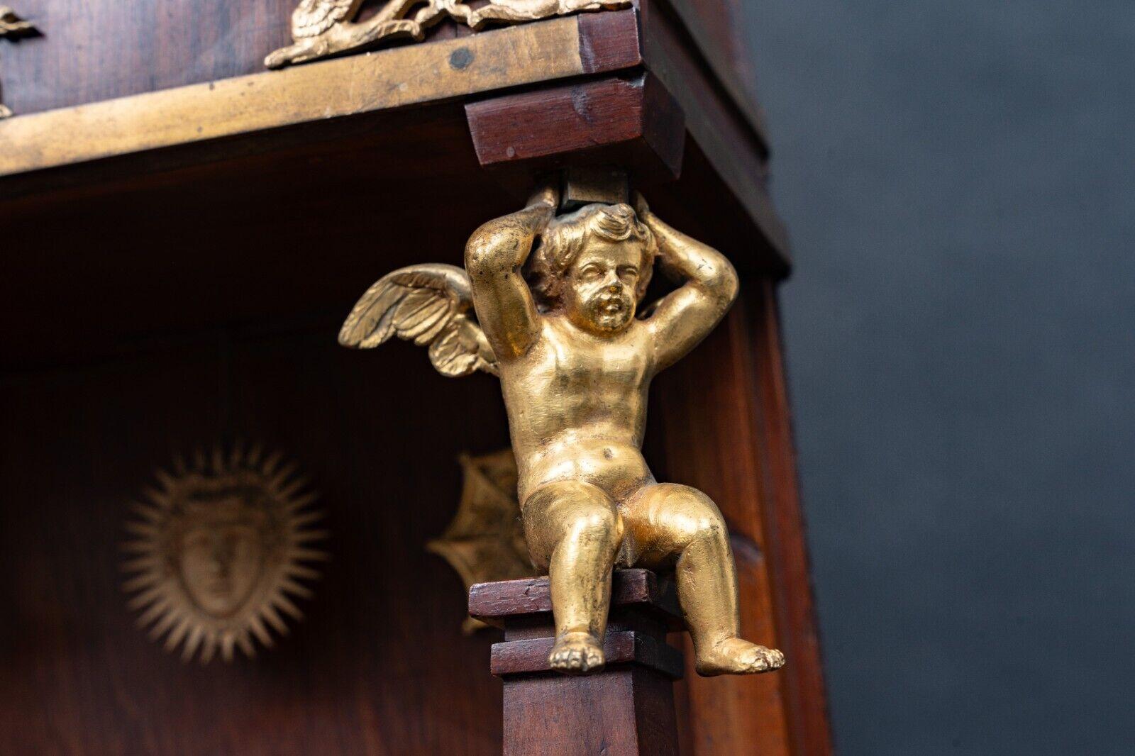 Balthazard Homemade Mahogany Pendulum Gold Bronze Cherubim Enamel Dial For Sale 3