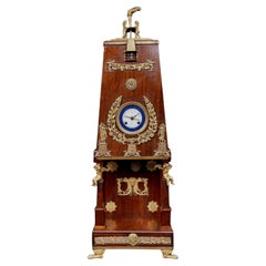 Balthazard, pendule artisanal en acajou, bronze doré et émail Cherubim