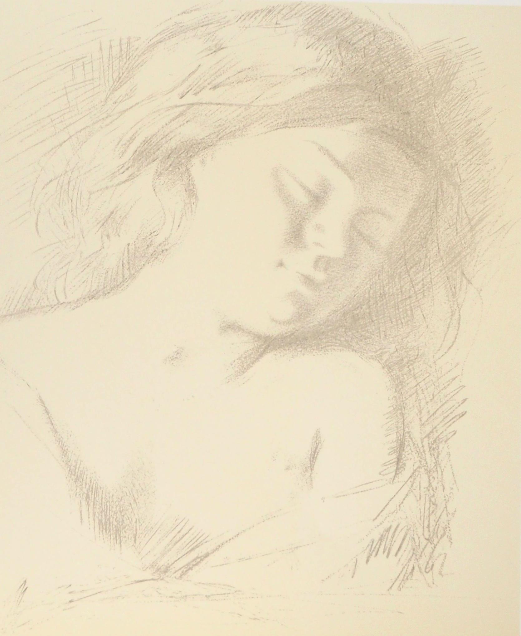 Portrait Print Balthus - Portrait d'une jeune fille endormie - Lithographie originale signée à la main