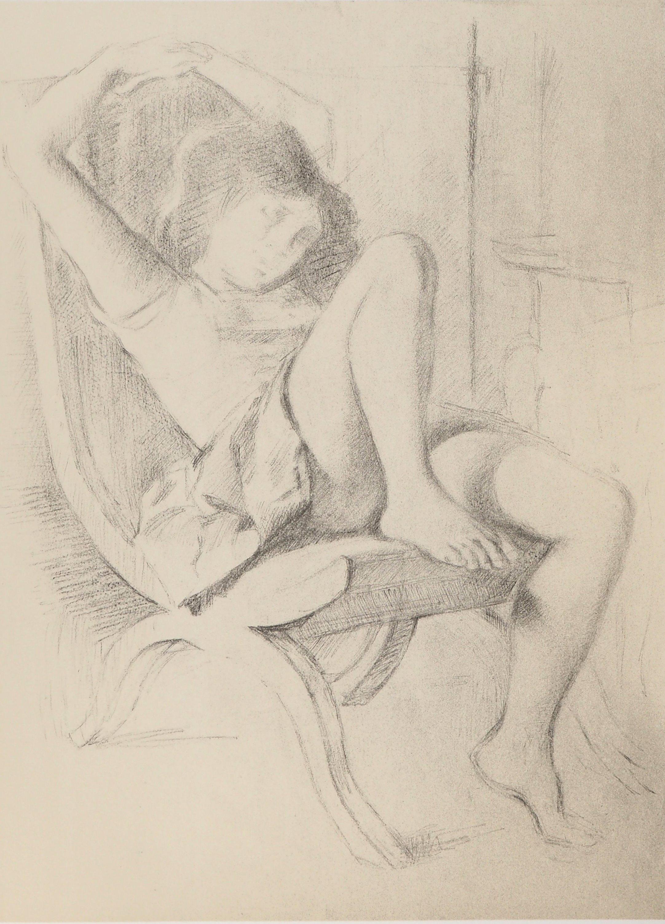 Young Girl Basking - Original handsigned lithograph