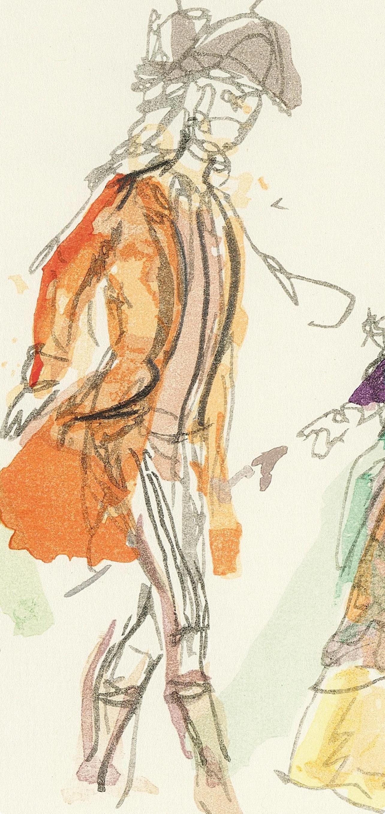 Woodcut in colors on vélin paper. Paper Size: 19 x 18 inches. Inscription: Unsigned and unnumbered, as issued. Notes: From the album, Così fan tutte. Dramma giocoso in due atti. Musica di Wolfgang Amadeus Mozart, 2001. Published by The Limited