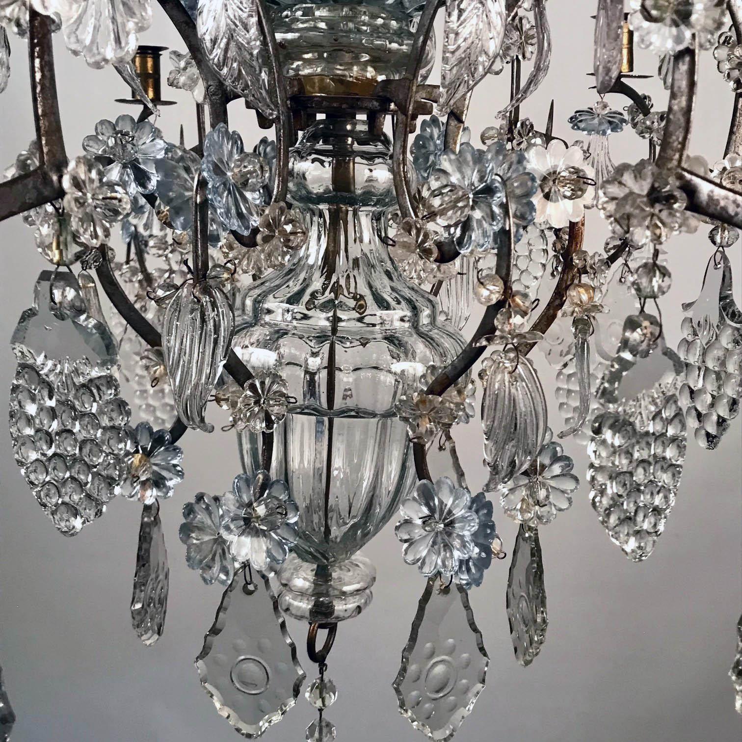 Baltic 18th Century Crystal and Iron Candle Chandelier For Sale 6
