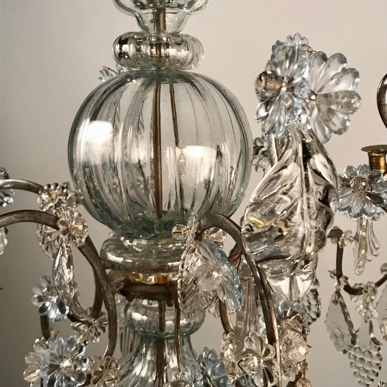 Baltic 18th Century Crystal and Iron Candle Chandelier For Sale 8