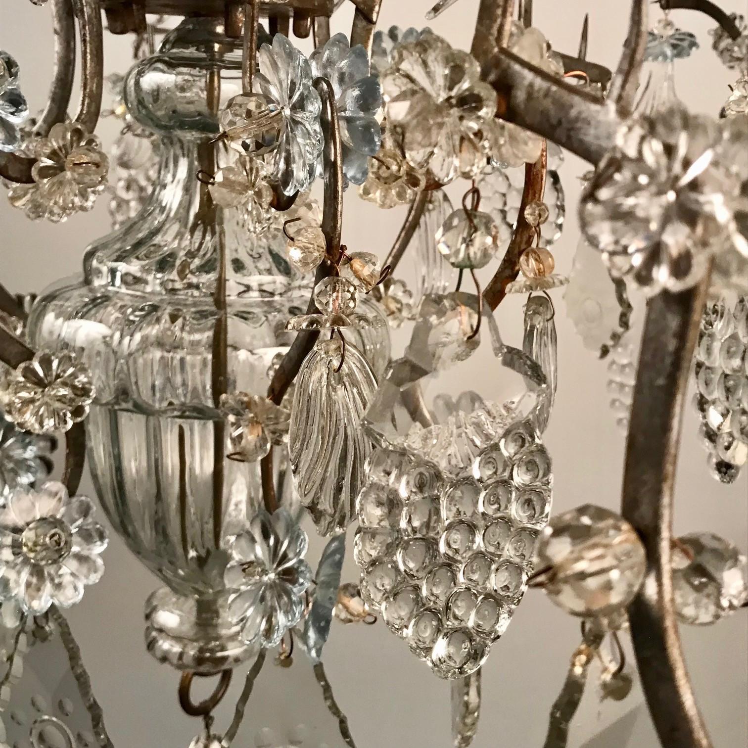 Baltic 18th Century Crystal and Iron Candle Chandelier For Sale 9