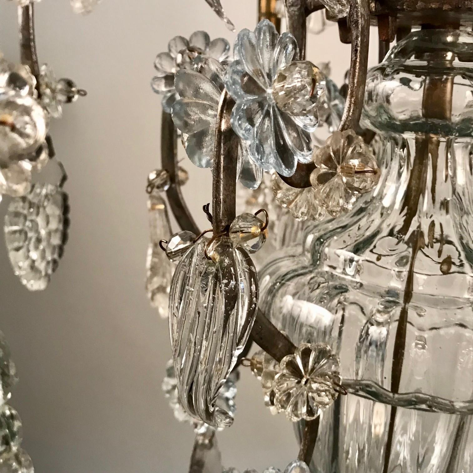 Baltic 18th Century Crystal and Iron Candle Chandelier For Sale 10
