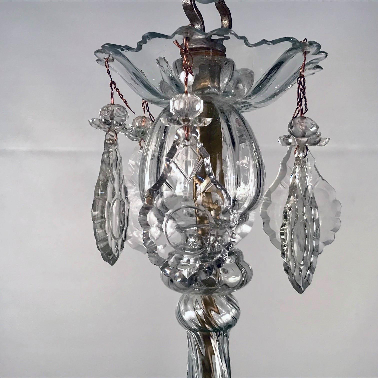 Baltic 18th Century Crystal and Iron Candle Chandelier For Sale 1