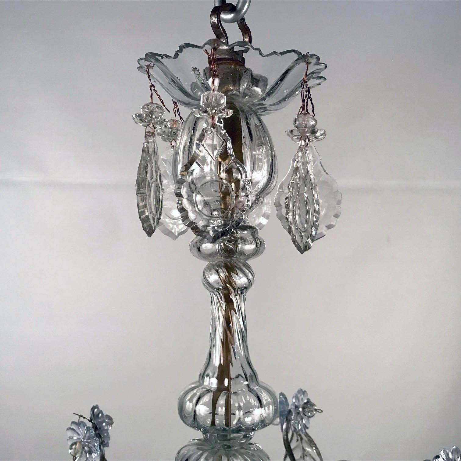 Baltic 18th Century Crystal and Iron Candle Chandelier For Sale 2