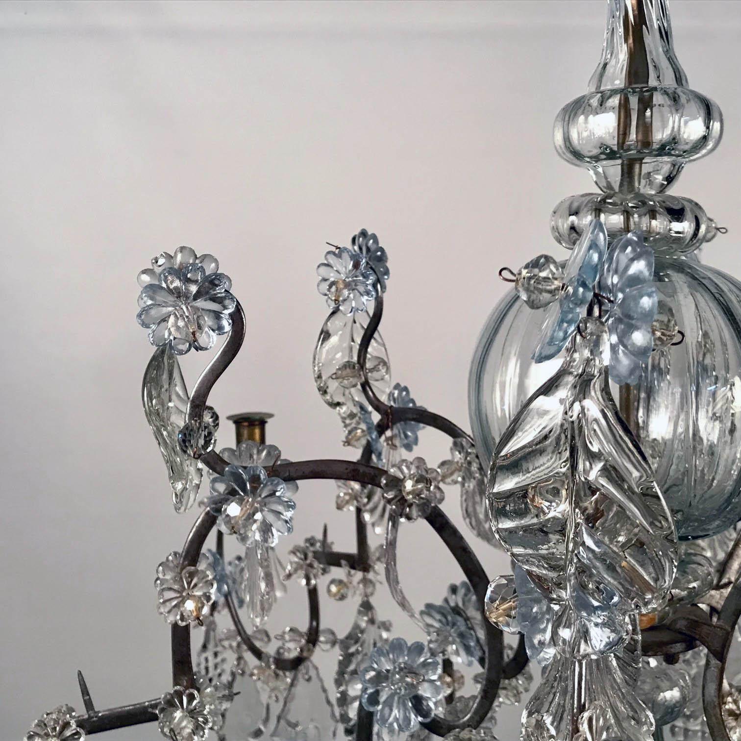 Baltic 18th Century Crystal and Iron Candle Chandelier For Sale 3