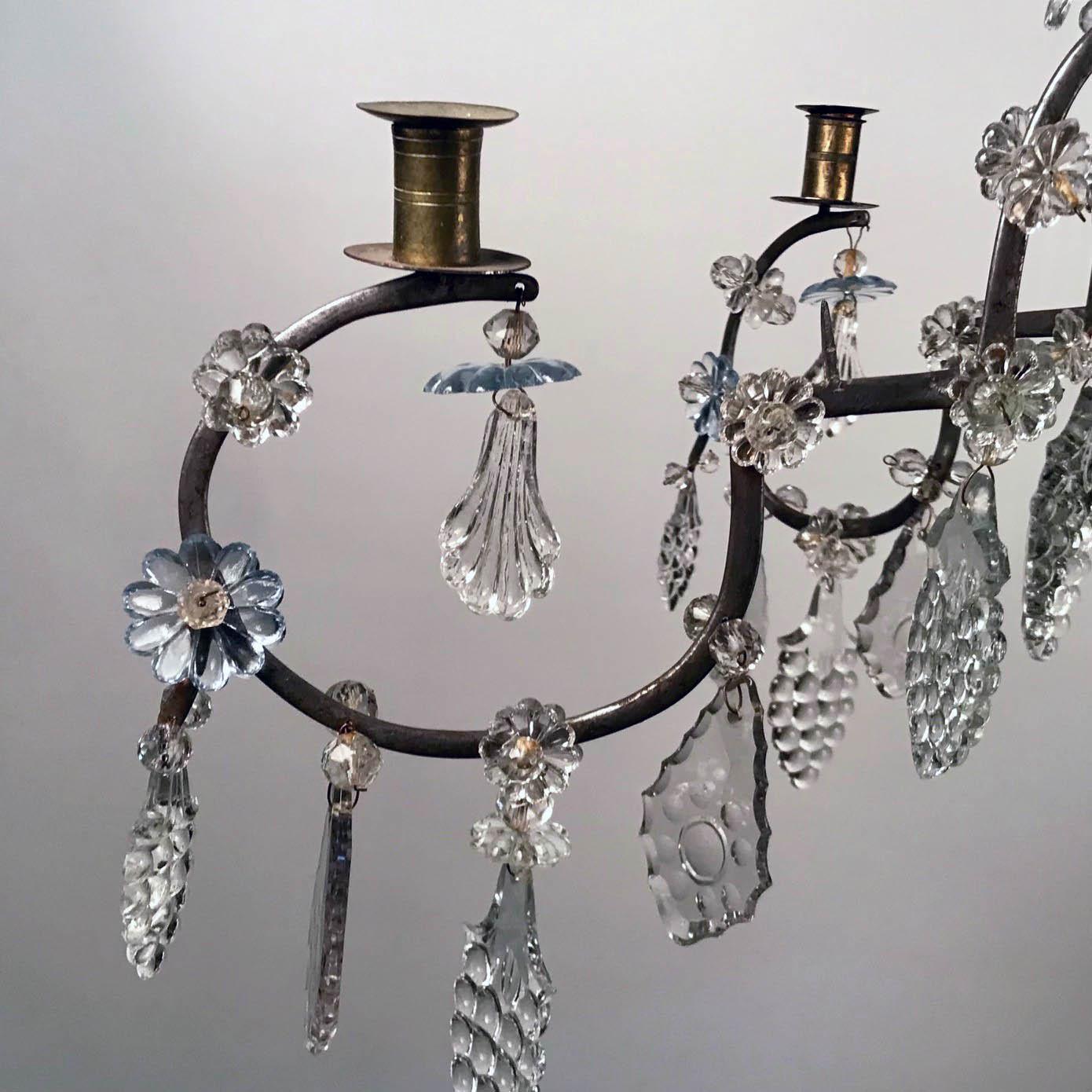 Baltic 18th Century Crystal and Iron Candle Chandelier For Sale 4