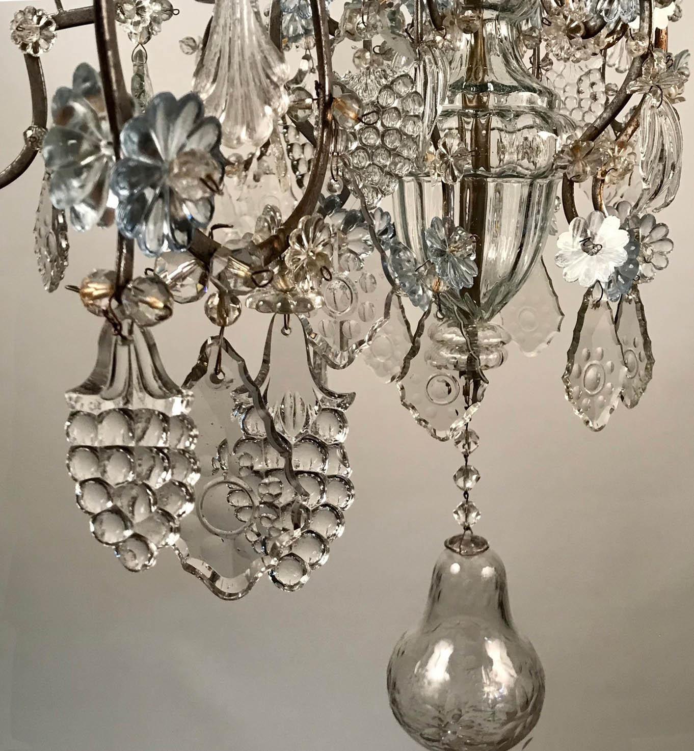 Baltic 18th Century Crystal and Iron Candle Chandelier For Sale 5