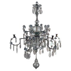 Antique Baltic 18th Century Crystal and Iron Candle Chandelier