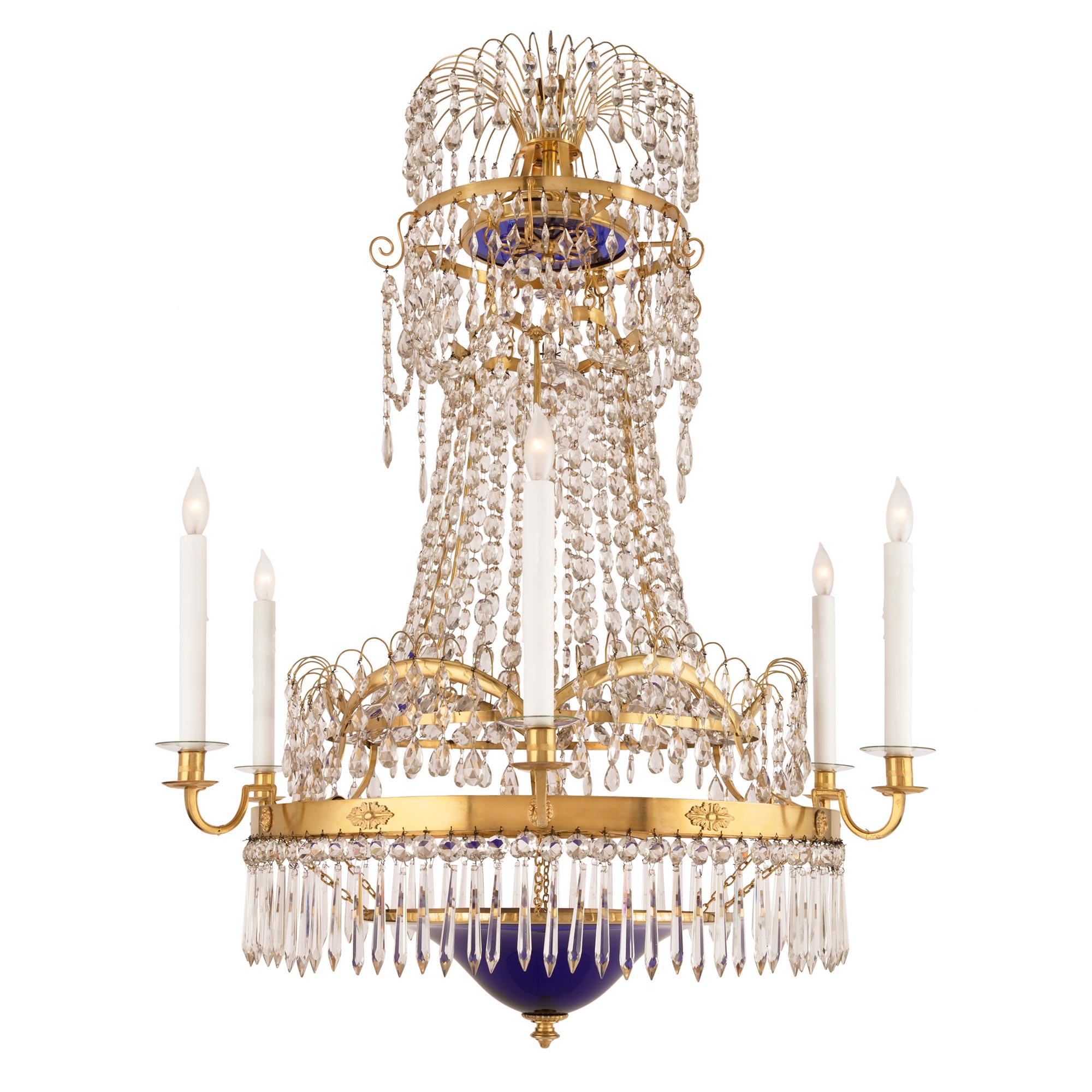 Baltic 18th Century Neoclassical Style Ormolu, Crystal and Chandelier In Good Condition For Sale In West Palm Beach, FL