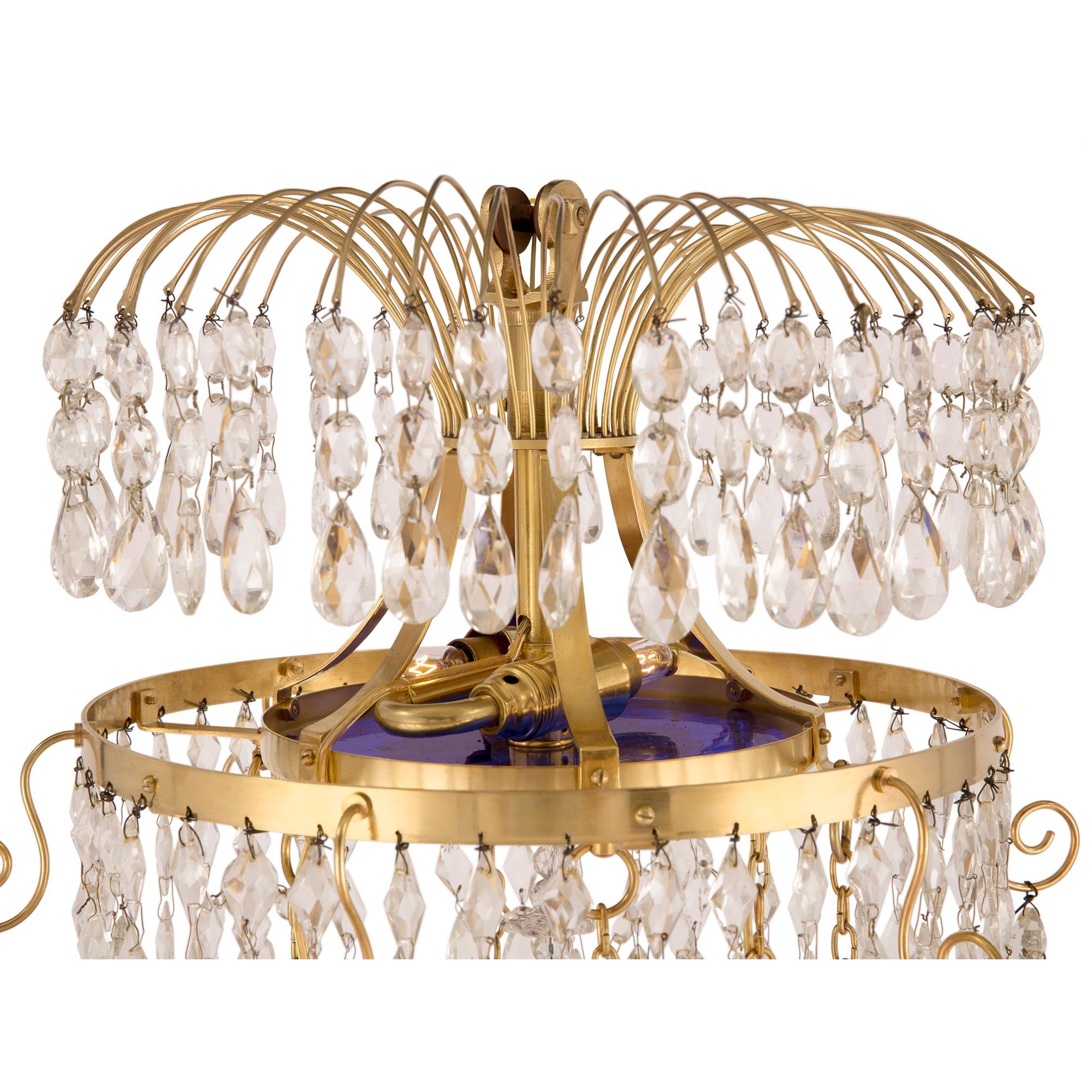 18th Century and Earlier Baltic 18th Century Neoclassical Style Ormolu, Crystal and Chandelier For Sale