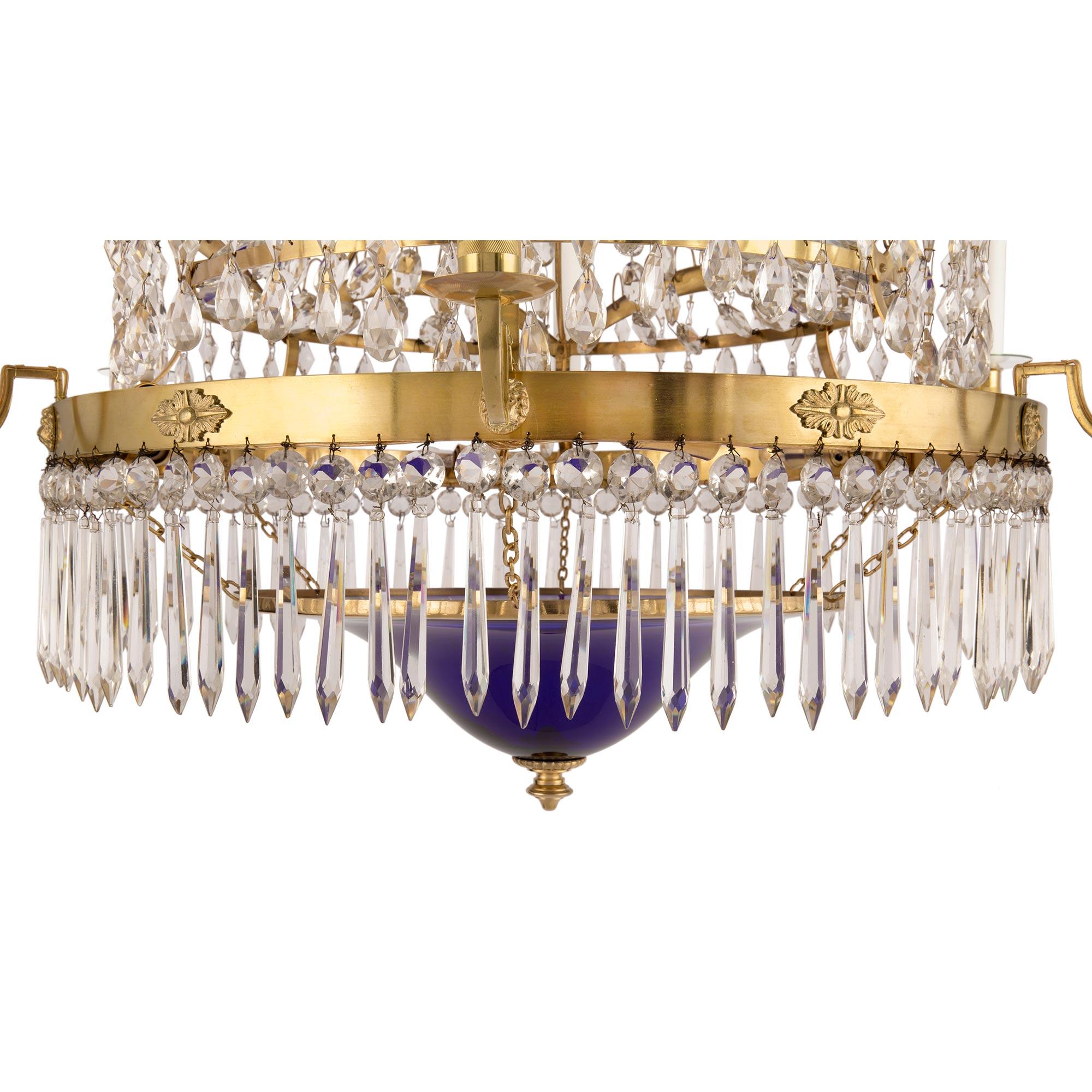 Baltic 18th Century Neoclassical Style Ormolu, Crystal and Chandelier For Sale 4