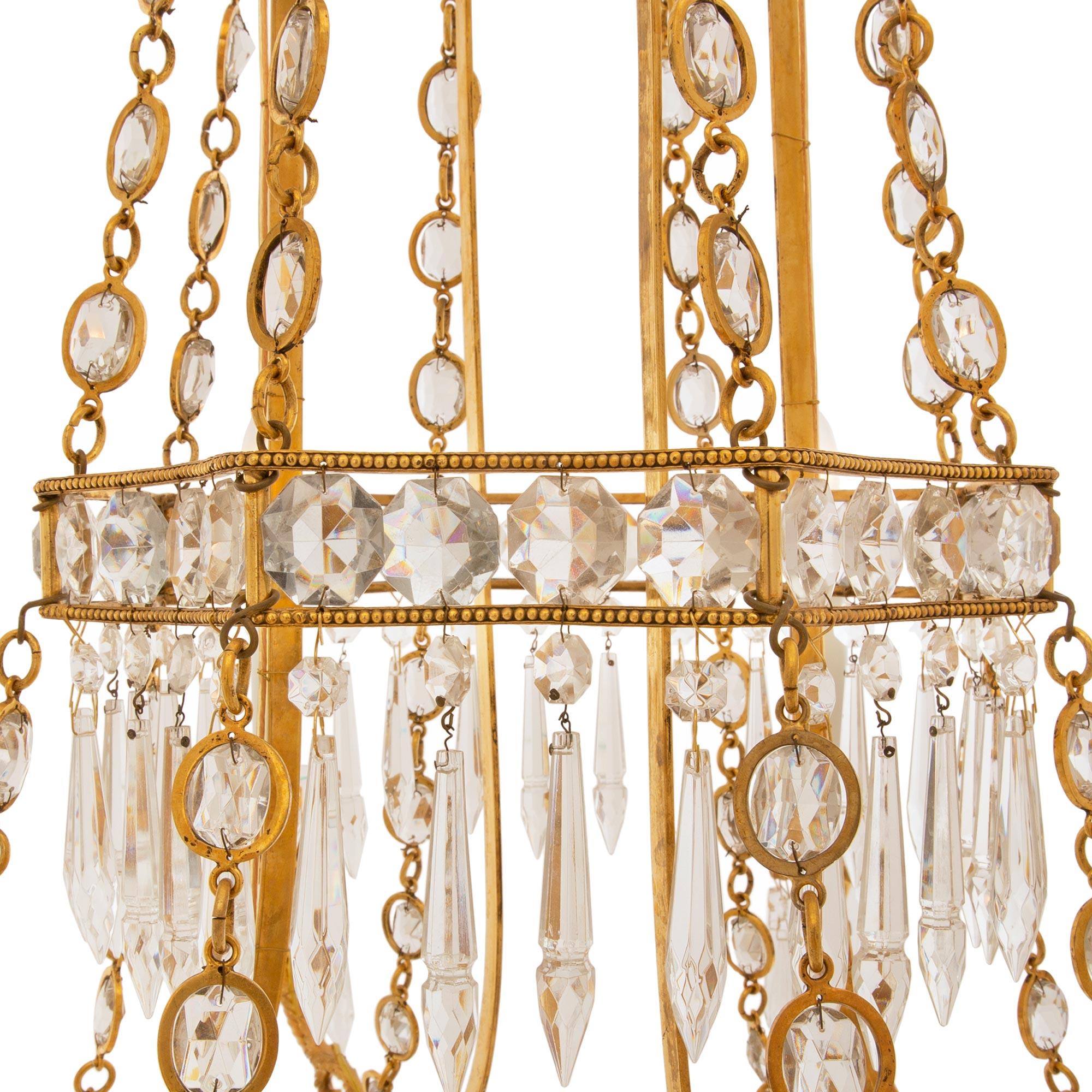 Baltic 19th Century Louis XVI St. Crystal And Ormolu Chandelier For Sale 1