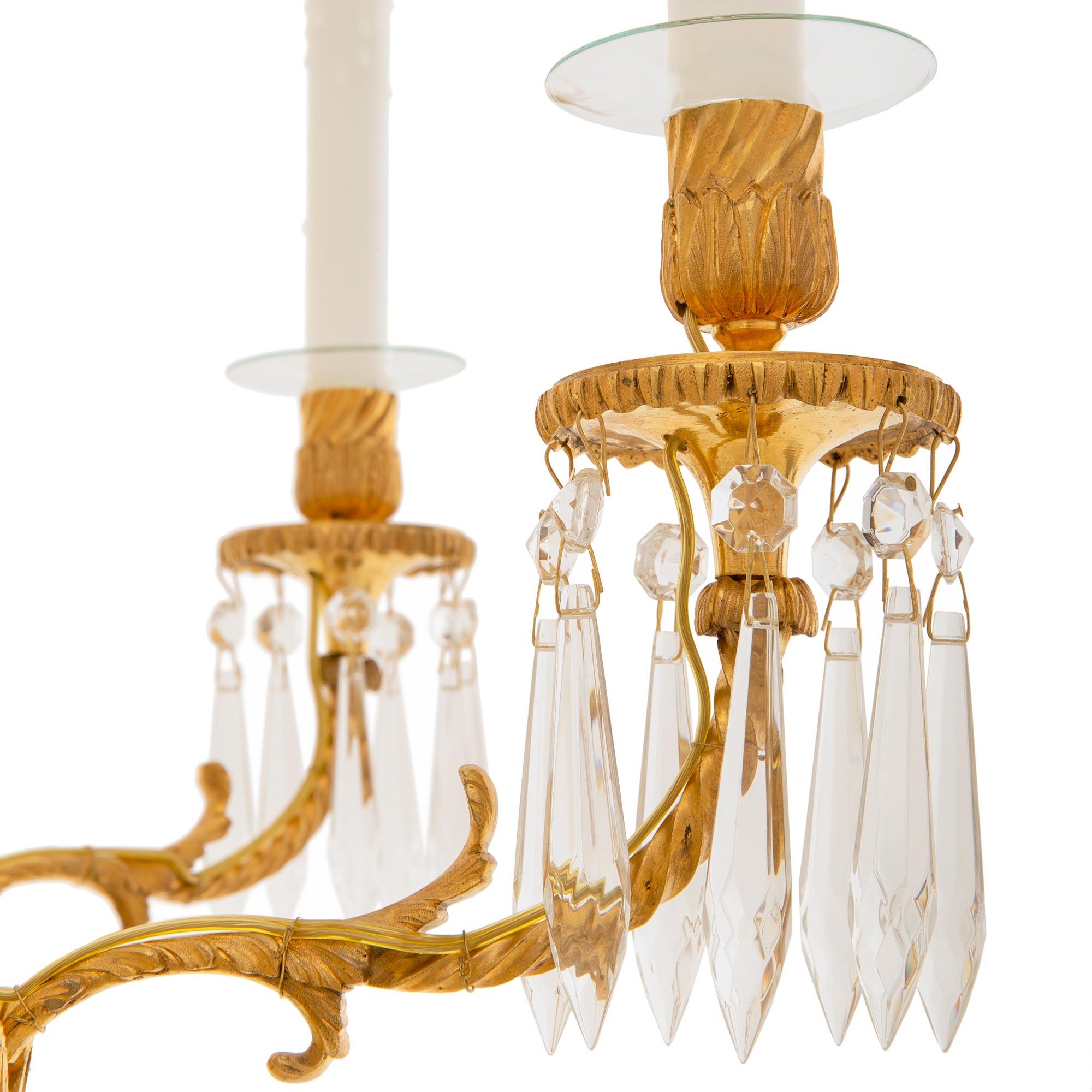 Baltic 19th Century Louis XVI St. Crystal And Ormolu Chandelier For Sale 2