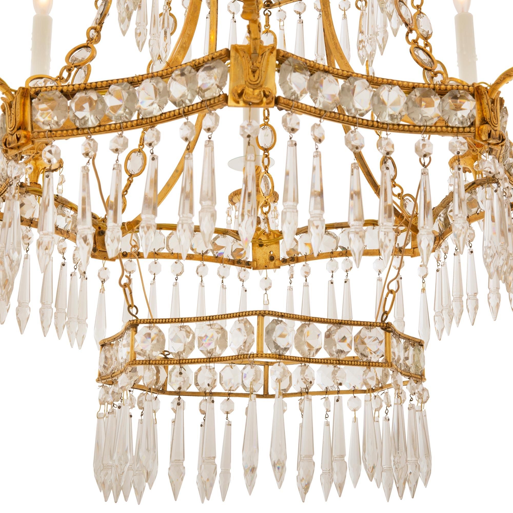 Baltic 19th Century Louis XVI St. Crystal And Ormolu Chandelier For Sale 3