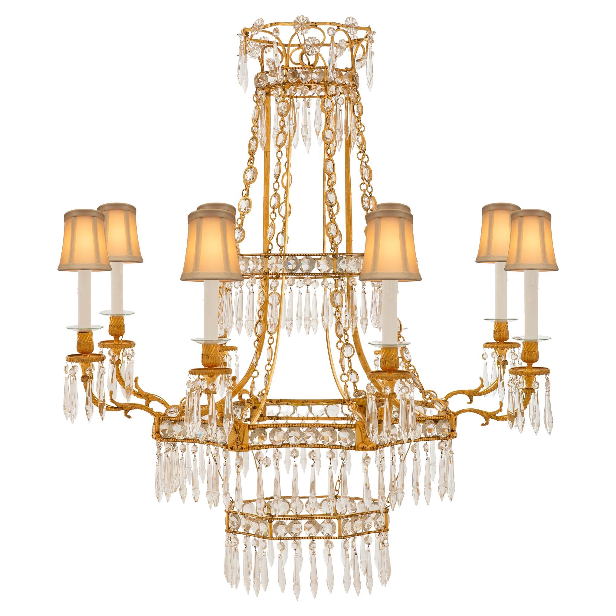Baltic 19th Century Louis XVI St. Crystal And Ormolu Chandelier For Sale
