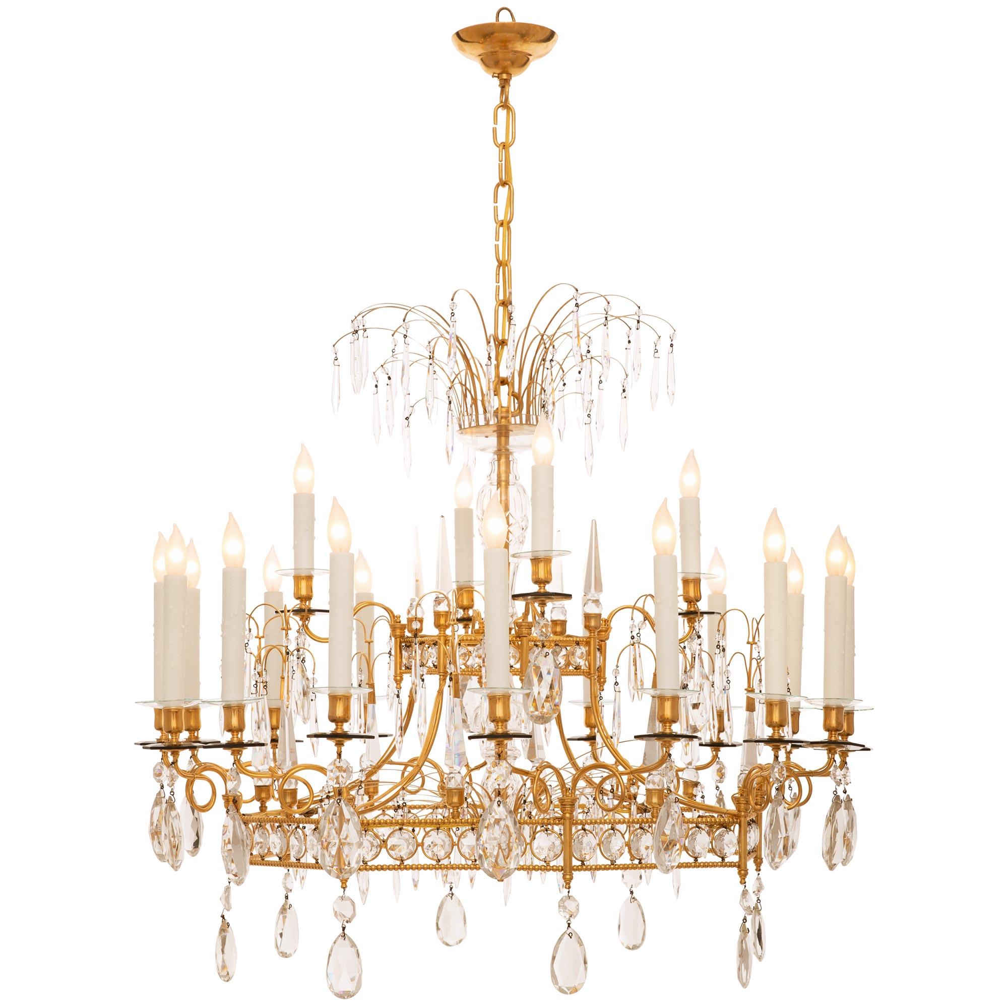 Baltic 19th century Louis XVI st. Ormolu and Crystal chandelier In Good Condition For Sale In West Palm Beach, FL