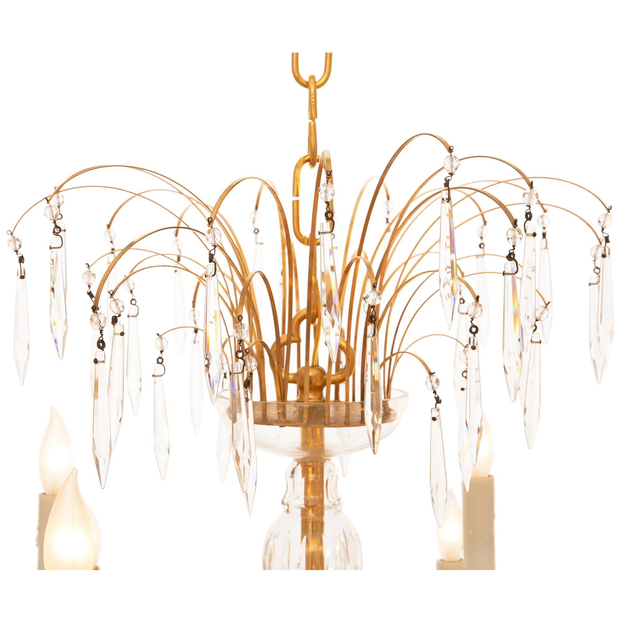 19th Century Baltic 19th century Louis XVI st. Ormolu and Crystal chandelier For Sale