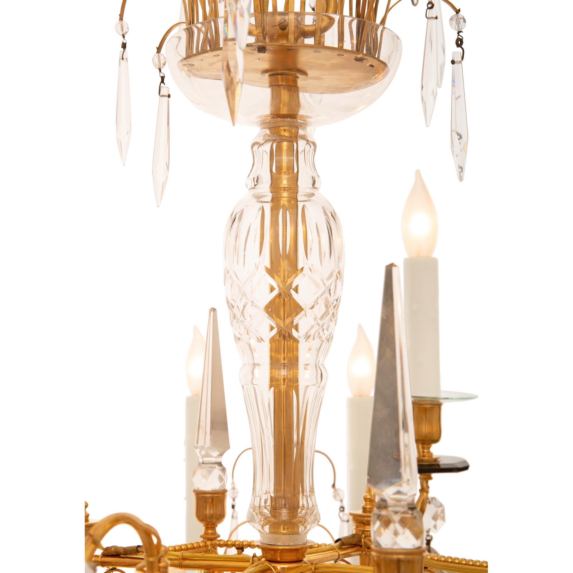 Baltic 19th century Louis XVI st. Ormolu and Crystal chandelier For Sale 1
