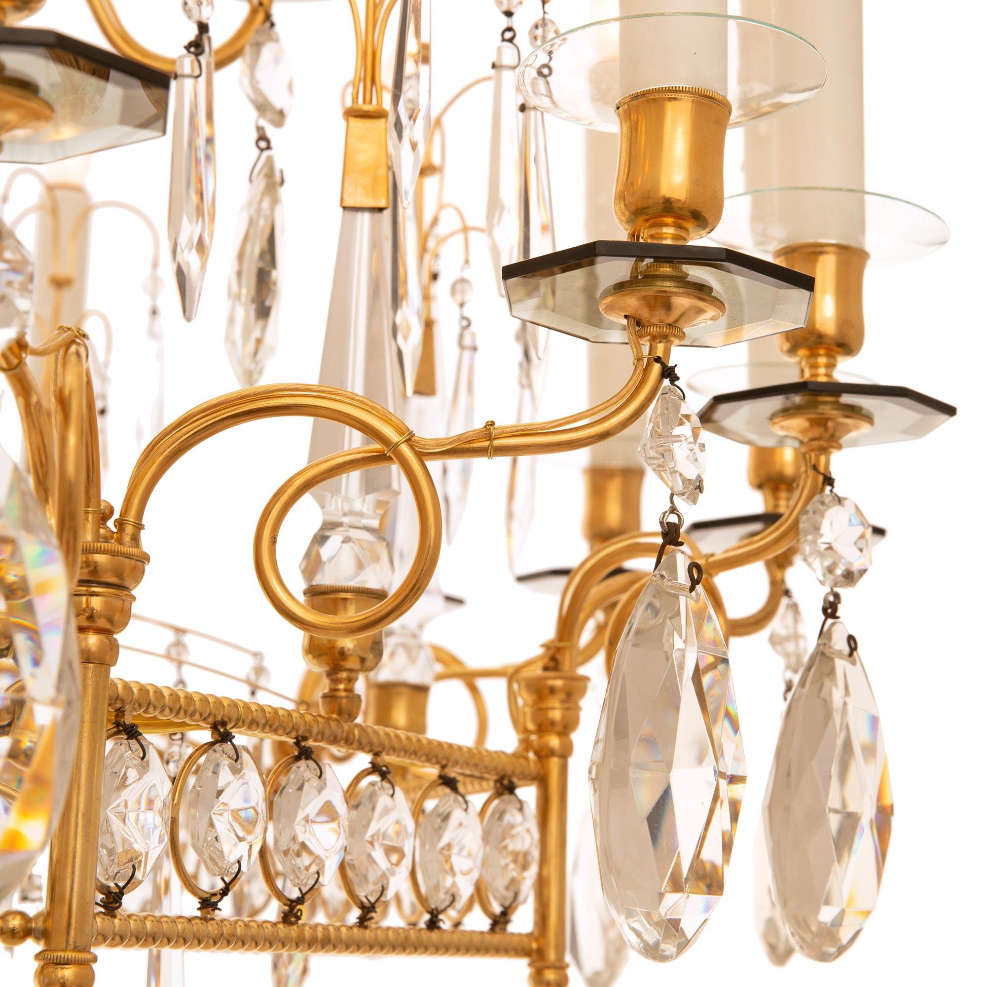 Baltic 19th century Louis XVI st. Ormolu and Crystal chandelier For Sale 2