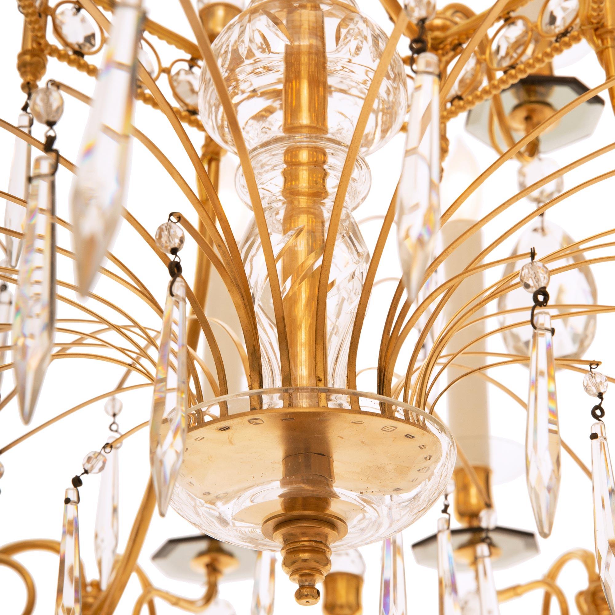 Baltic 19th century Louis XVI st. Ormolu and Crystal chandelier For Sale 3