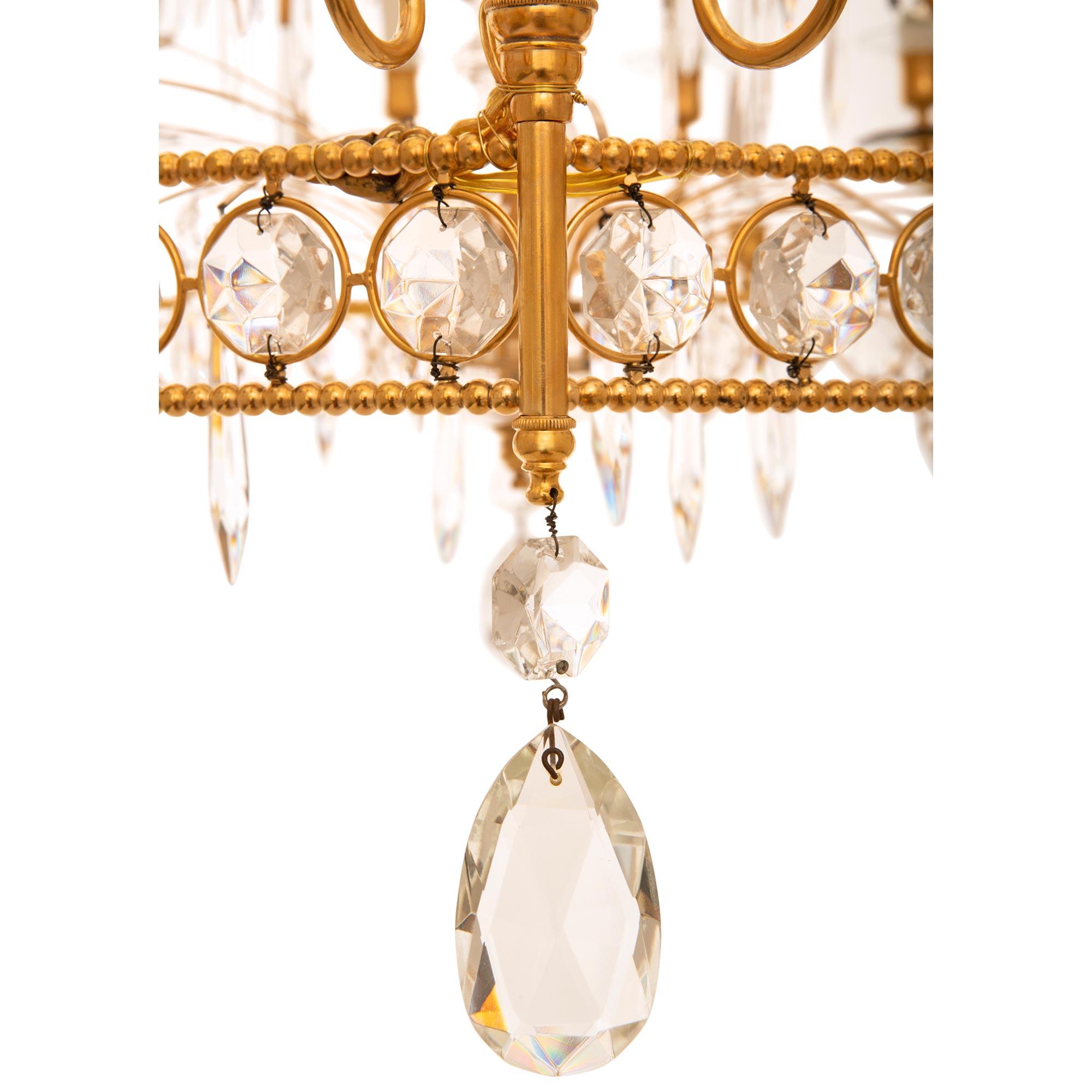 Baltic 19th century Louis XVI st. Ormolu and Crystal chandelier For Sale 4