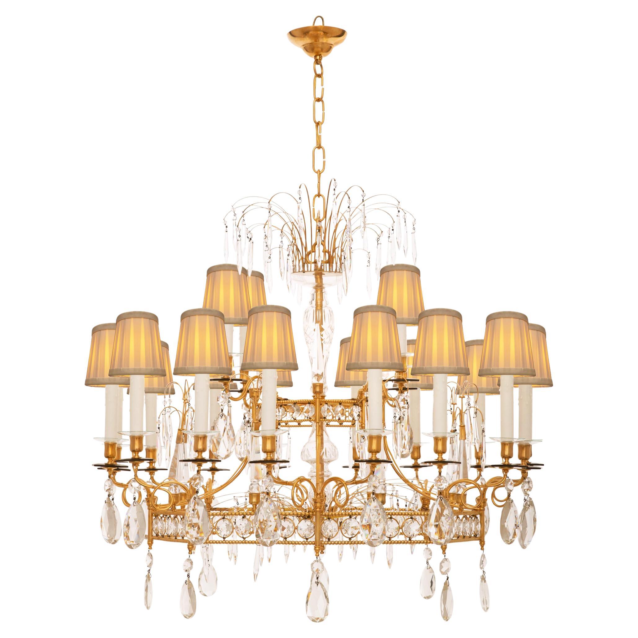 Baltic 19th century Louis XVI st. Ormolu and Crystal chandelier For Sale