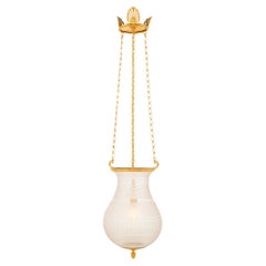 Antique Baltic 19th century Neo-Classical st. Glass and Ormolu lantern