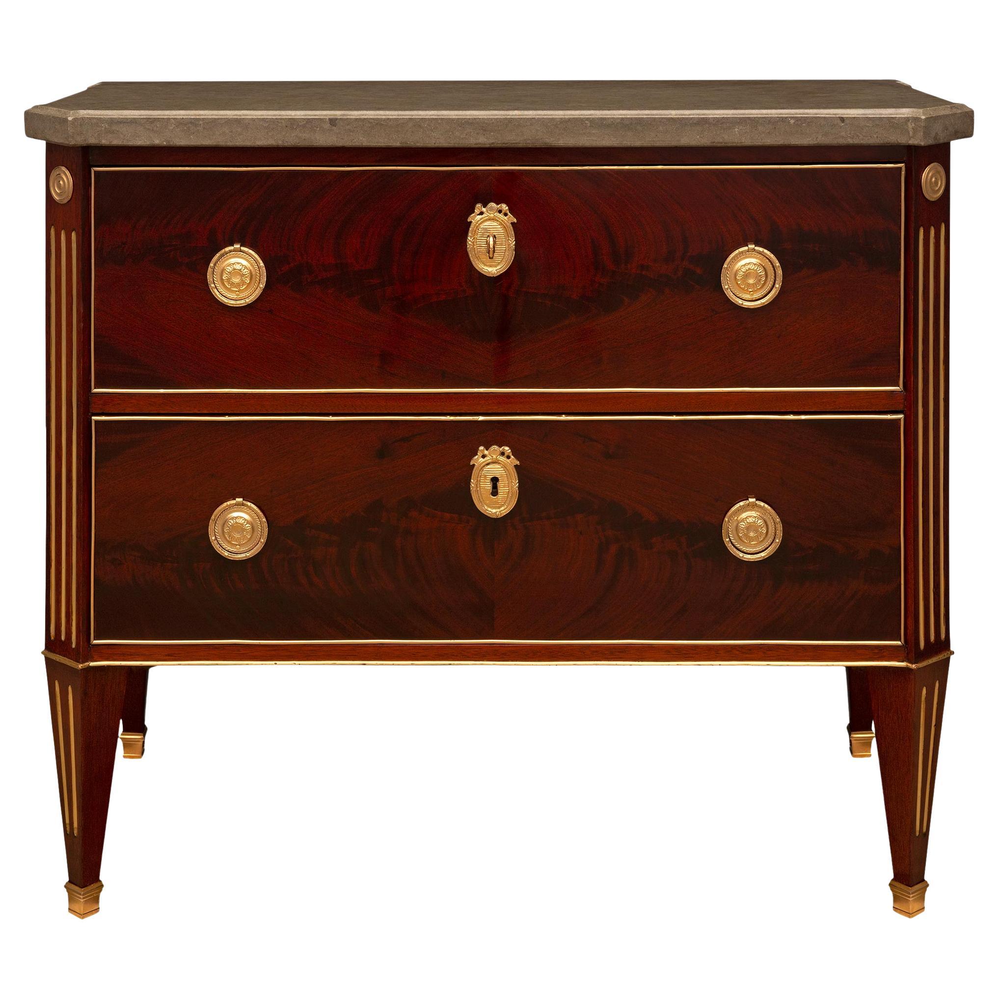 Baltic 19th Century Neo-Classical St. Mahogany, Ormolu, and Soapstone Commode