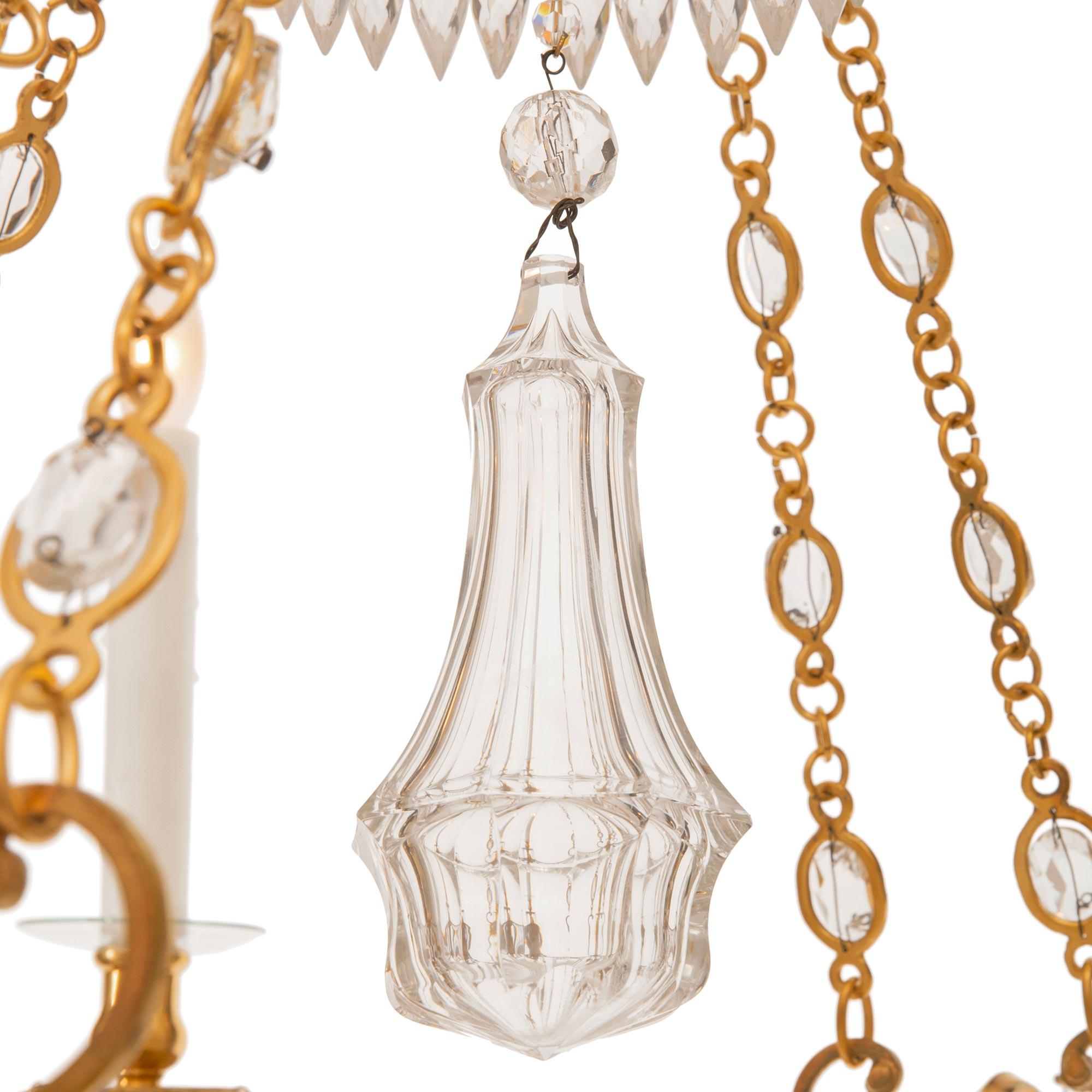 Baltic 19th Century Neo-Classical St. Ormolu and Crystal Chandelier For Sale 1