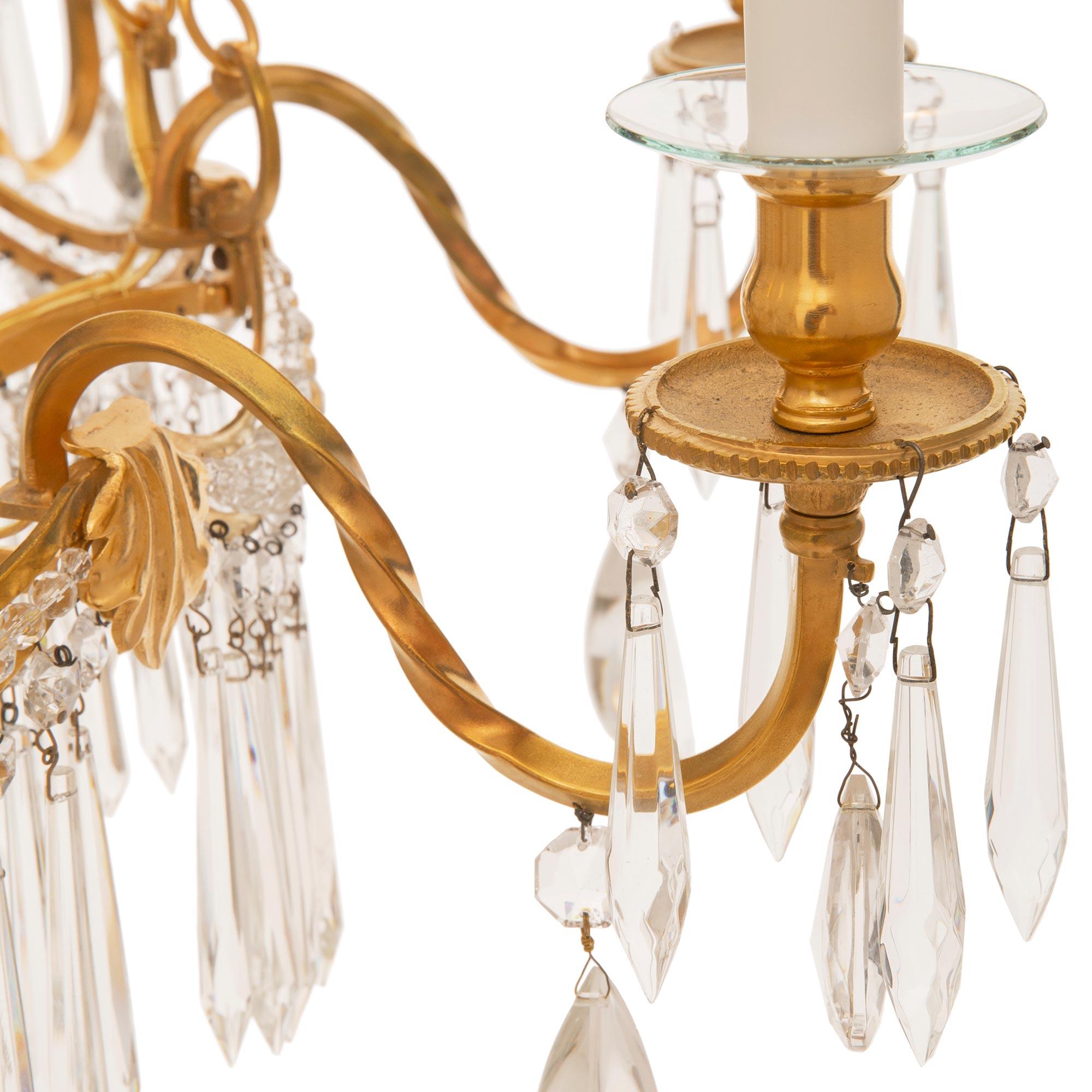 Baltic 19th Century Neo-Classical St. Ormolu and Crystal Chandelier For Sale 2