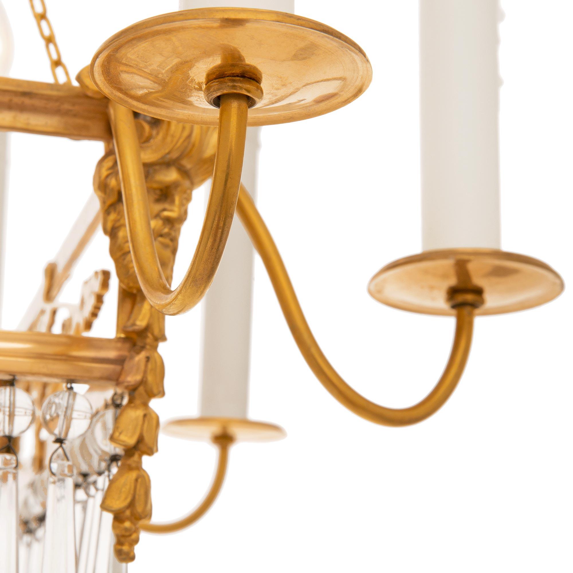 Baltic 19th Century Neo-Classical St. Ormolu And Crystal Chandelier For Sale 3