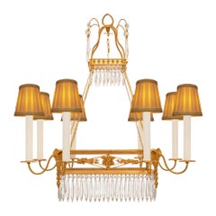 Antique Baltic 19th Century Neo-Classical St. Ormolu And Crystal Chandelier