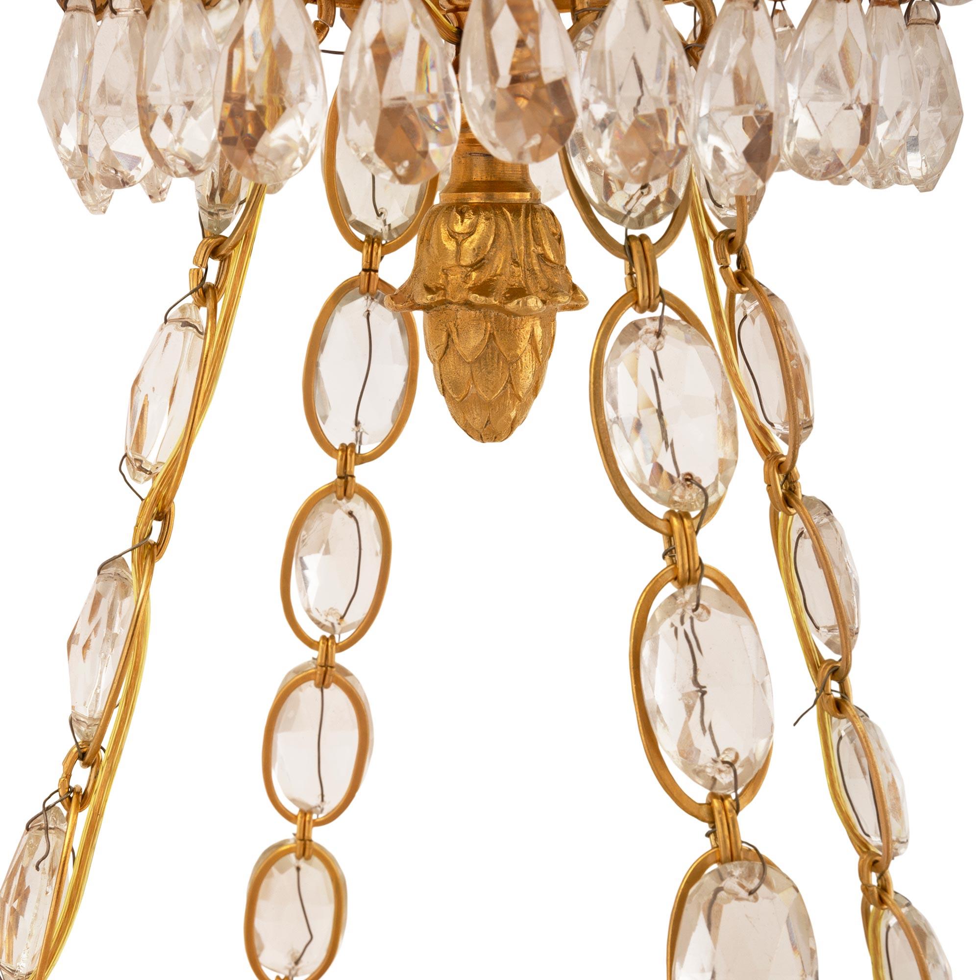 Baltic 19th Century Neo-Classical St. Ormolu, Crystal and Glass Chandelier For Sale 1