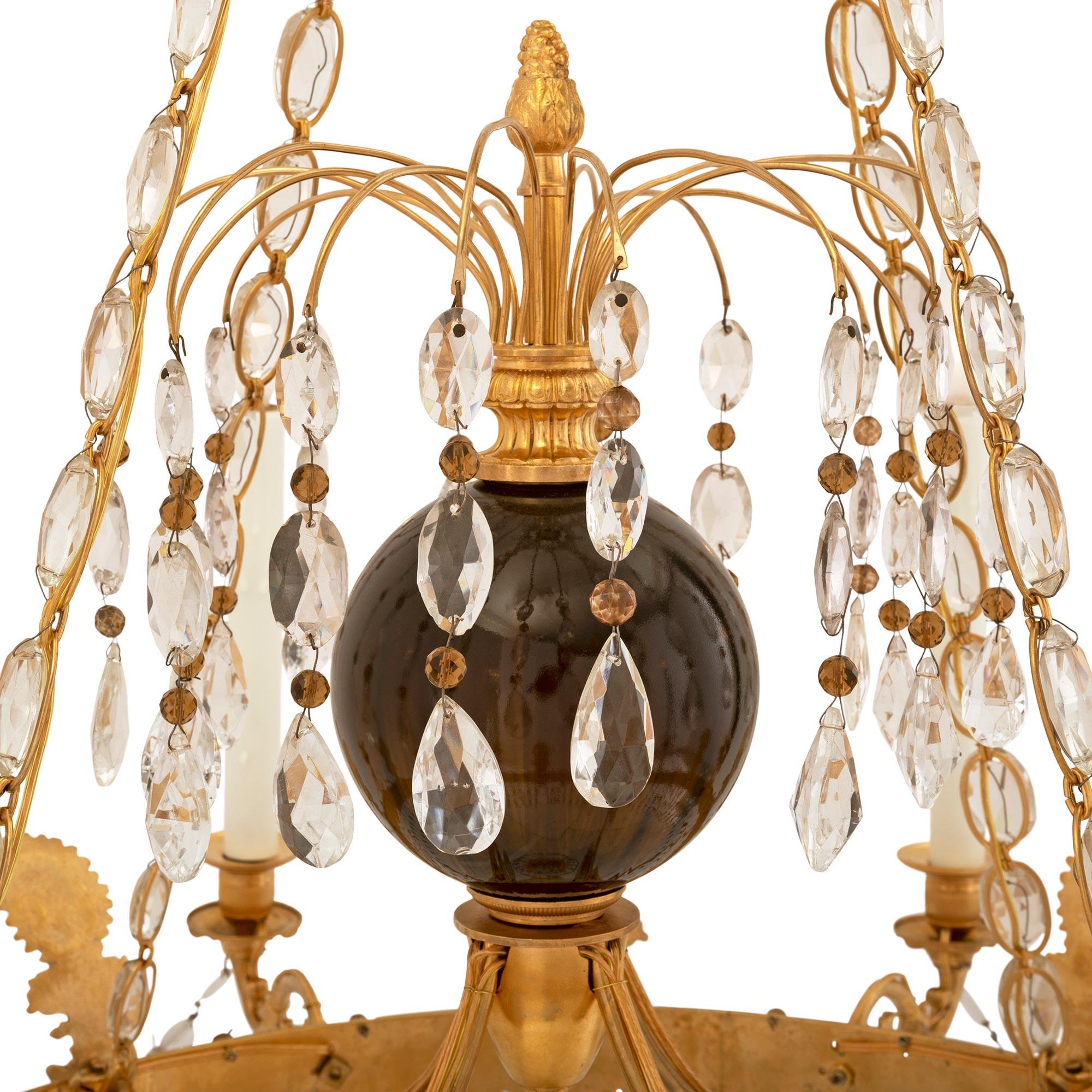 Baltic 19th Century Neo-Classical St. Ormolu, Crystal and Glass Chandelier For Sale 2