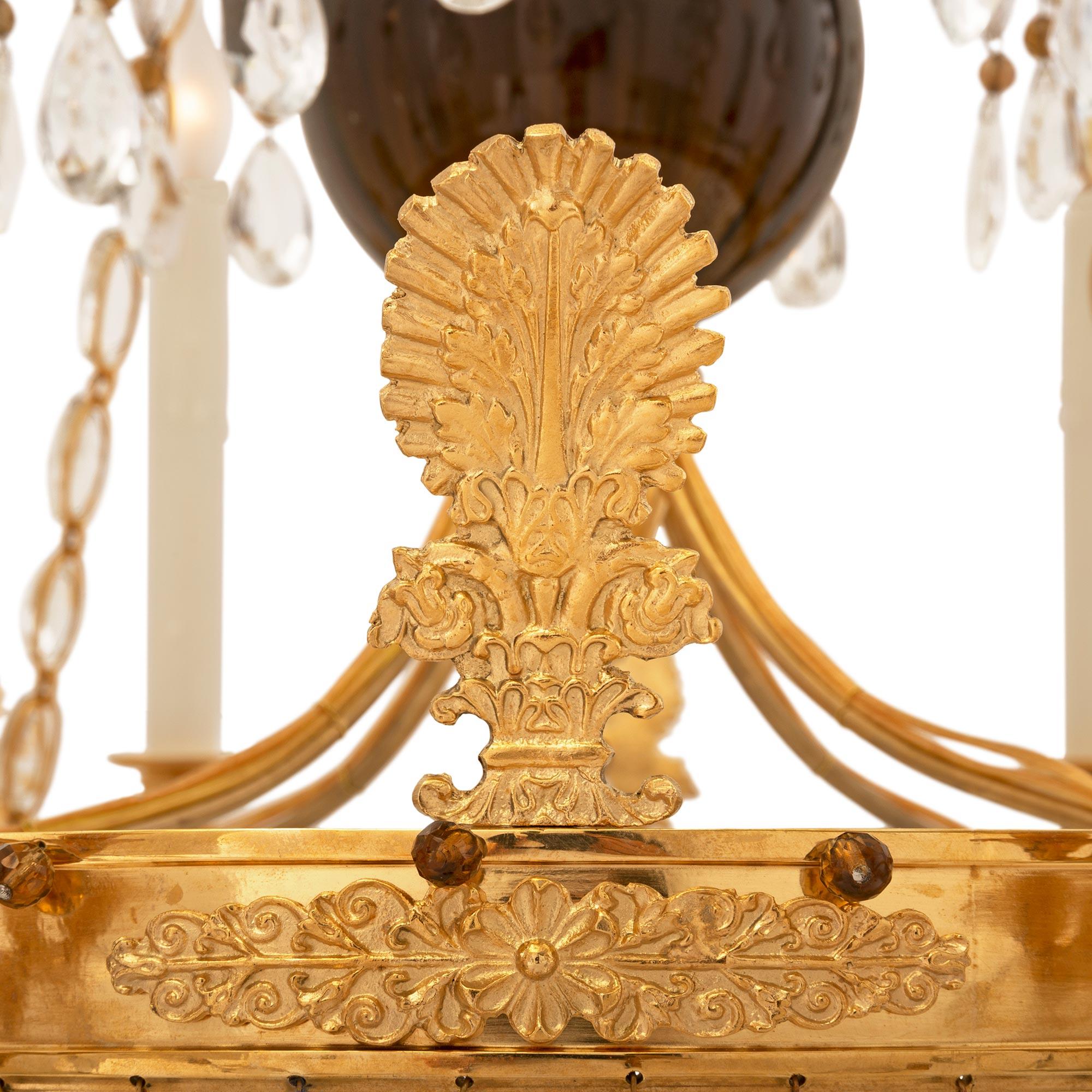Baltic 19th Century Neo-Classical St. Ormolu, Crystal and Glass Chandelier For Sale 3