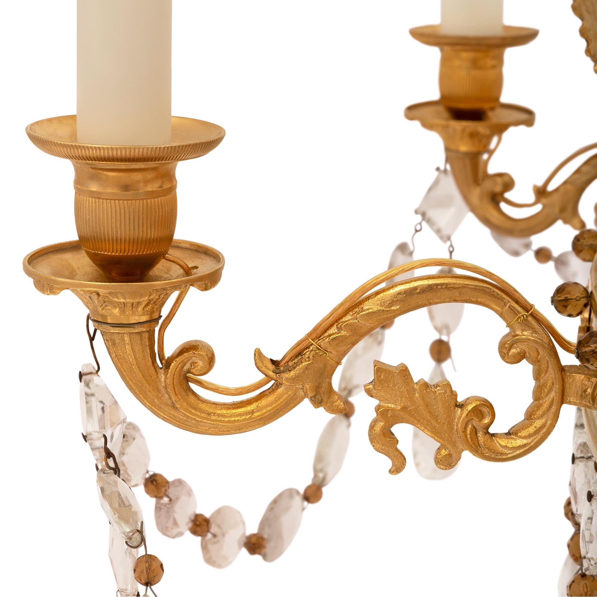 Baltic 19th Century Neo-Classical St. Ormolu, Crystal and Glass Chandelier For Sale 4