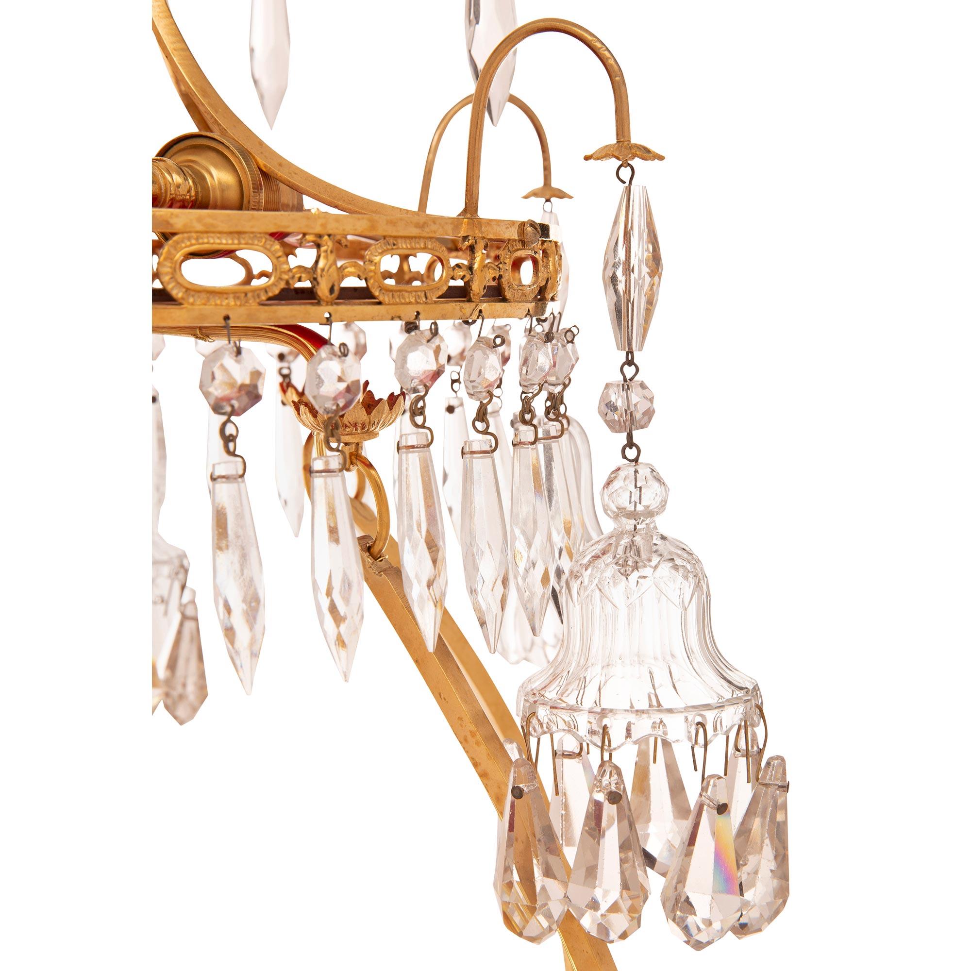 Baltic 19th Century Neo-Classical St. Ormolu, Crystal And Red Glass Chandelier For Sale 1