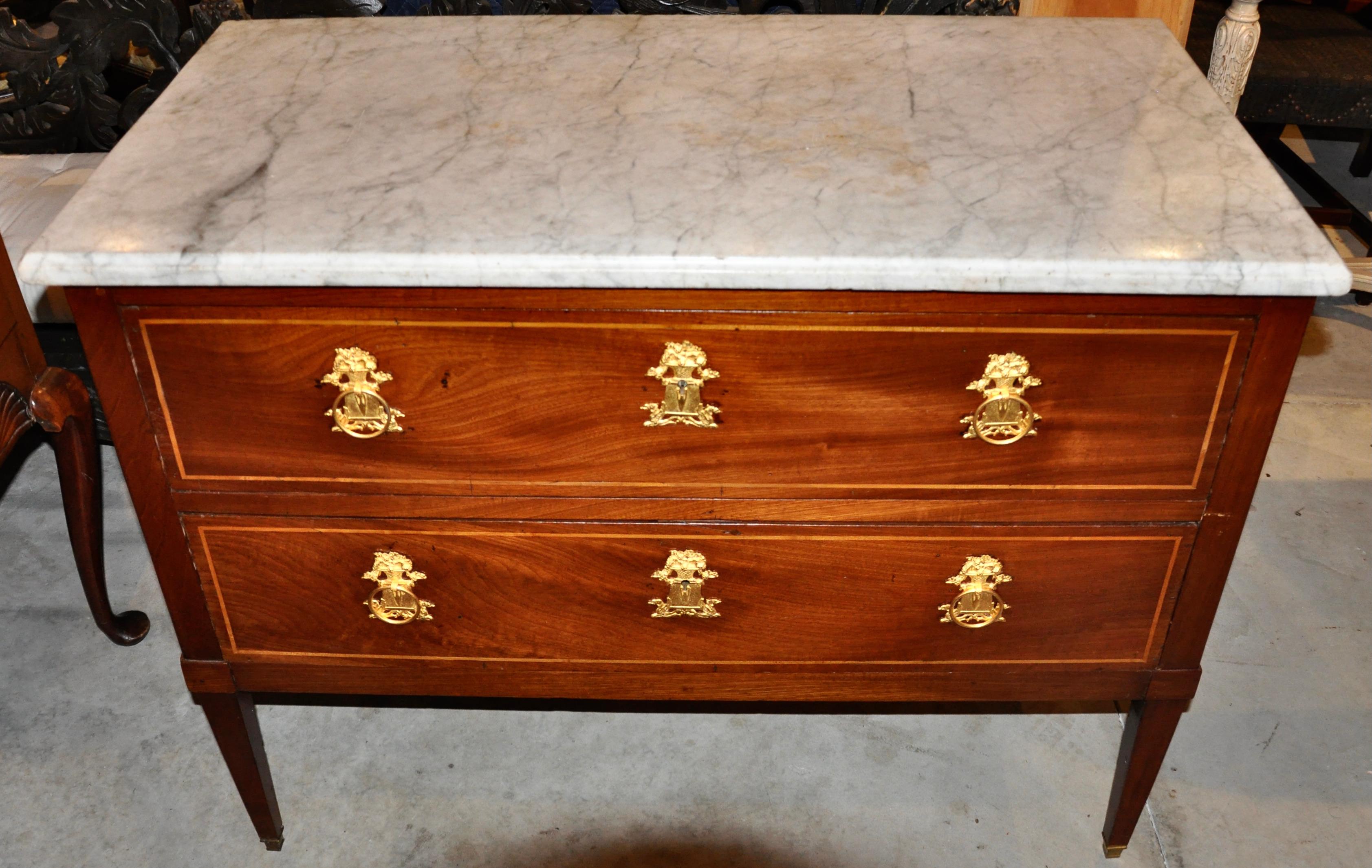 Baltic 19th Century Neoclassical Marble-Top Commode In Good Condition In Essex, MA