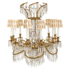 Baltic 19th Century Neoclassical Style Gilt Iron and Crystal Chandelier