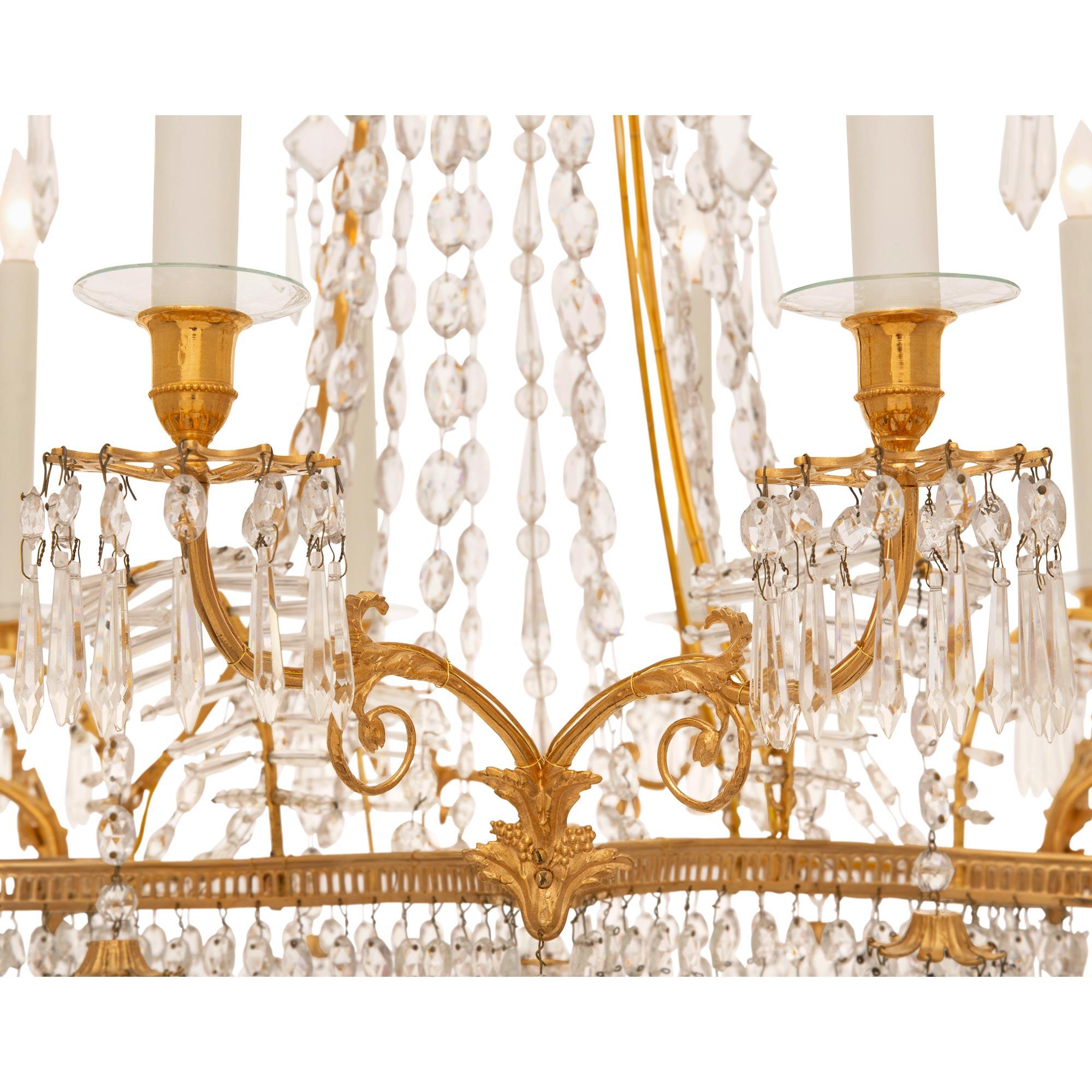 Baltic 19th century Ormolu and cut glass chandelier In Good Condition For Sale In West Palm Beach, FL
