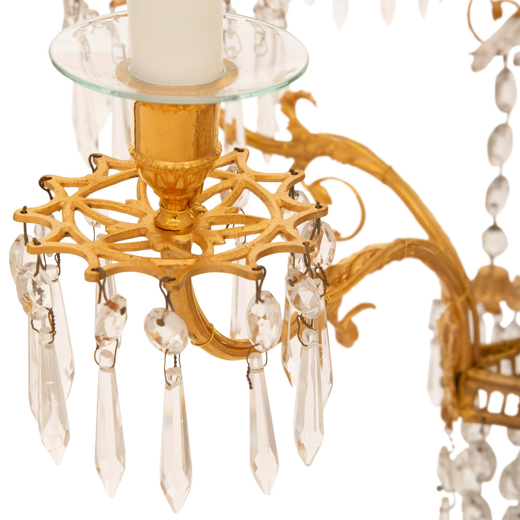 Glass Baltic 19th century Ormolu and cut glass chandelier For Sale