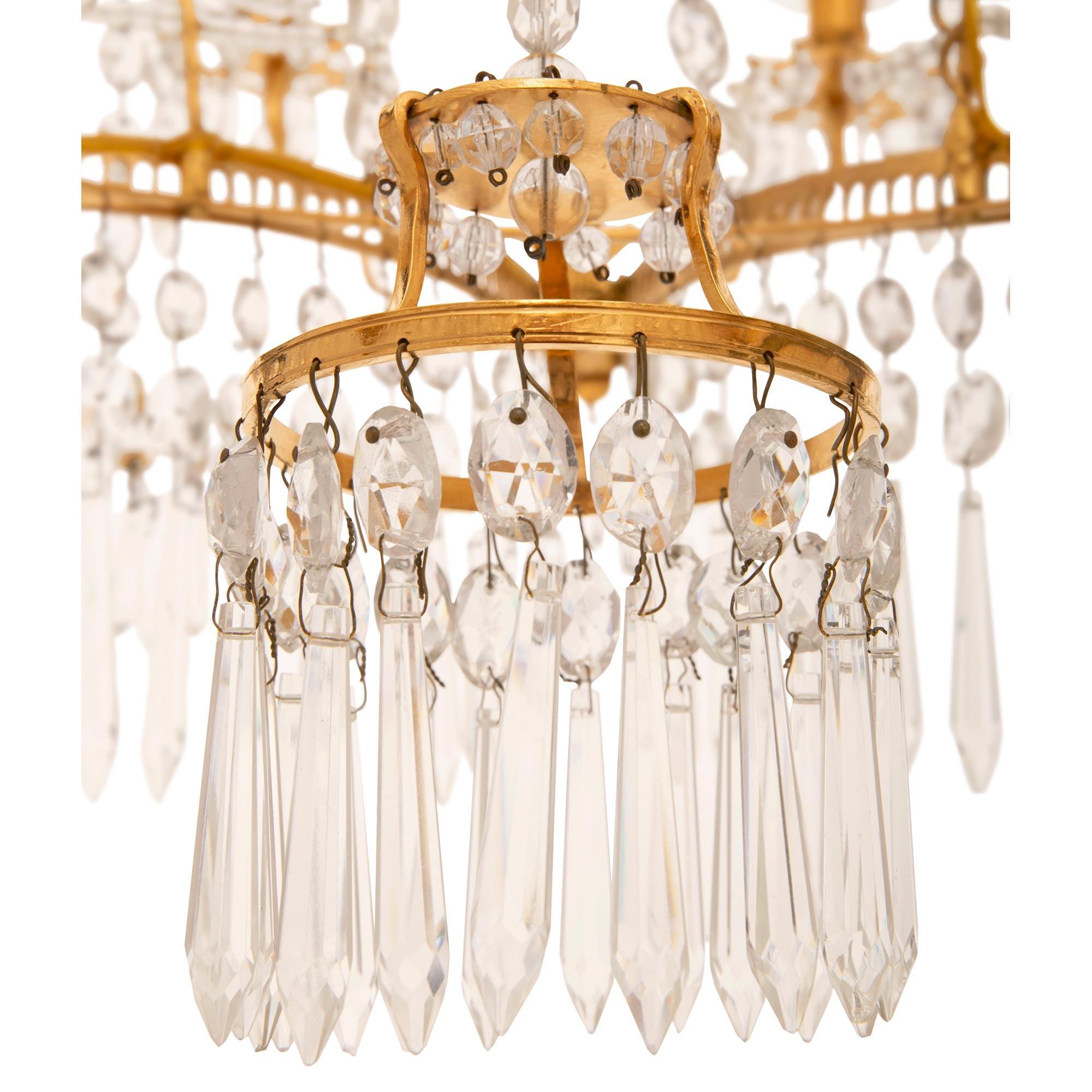 Baltic 19th century Ormolu and cut glass chandelier For Sale 1