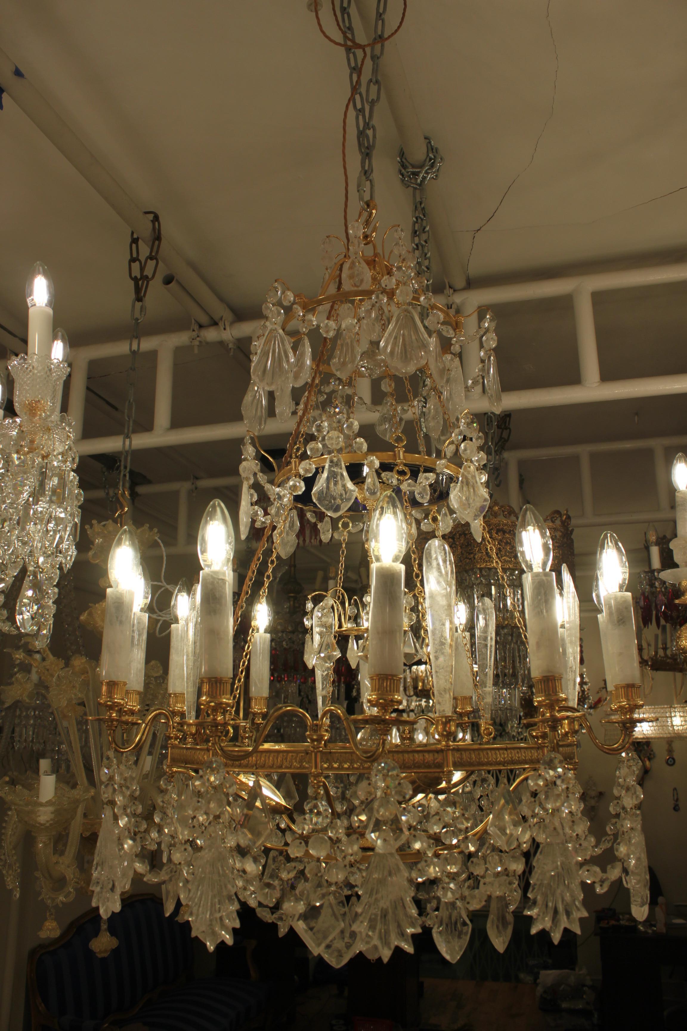 Baltic 19th Century Rock Crystal Chandelier For Sale 5