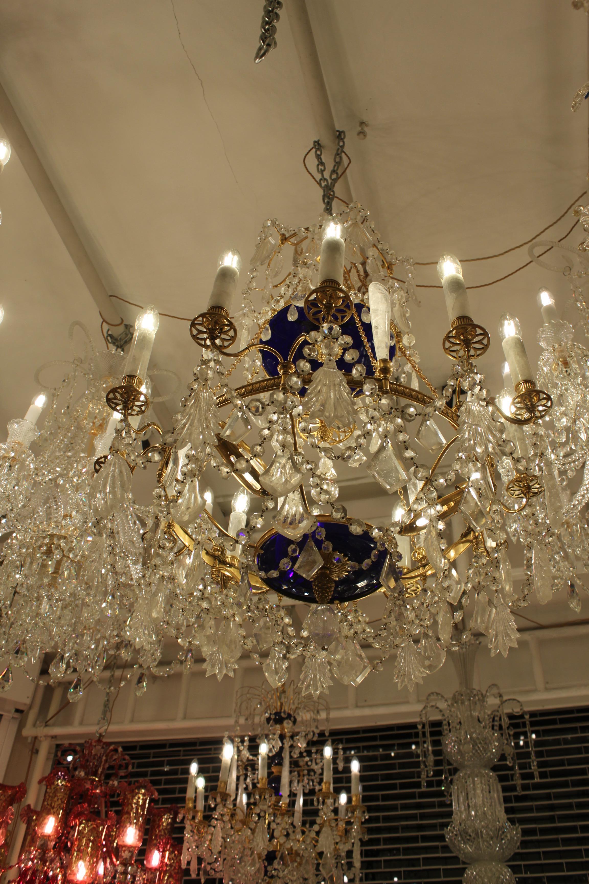 Mid-19th Century Baltic 19th Century Rock Crystal Chandelier For Sale
