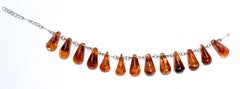 Baltic Amber Necklace Set With 13 Tear Drop Shaped Polished Amber & Sterling
