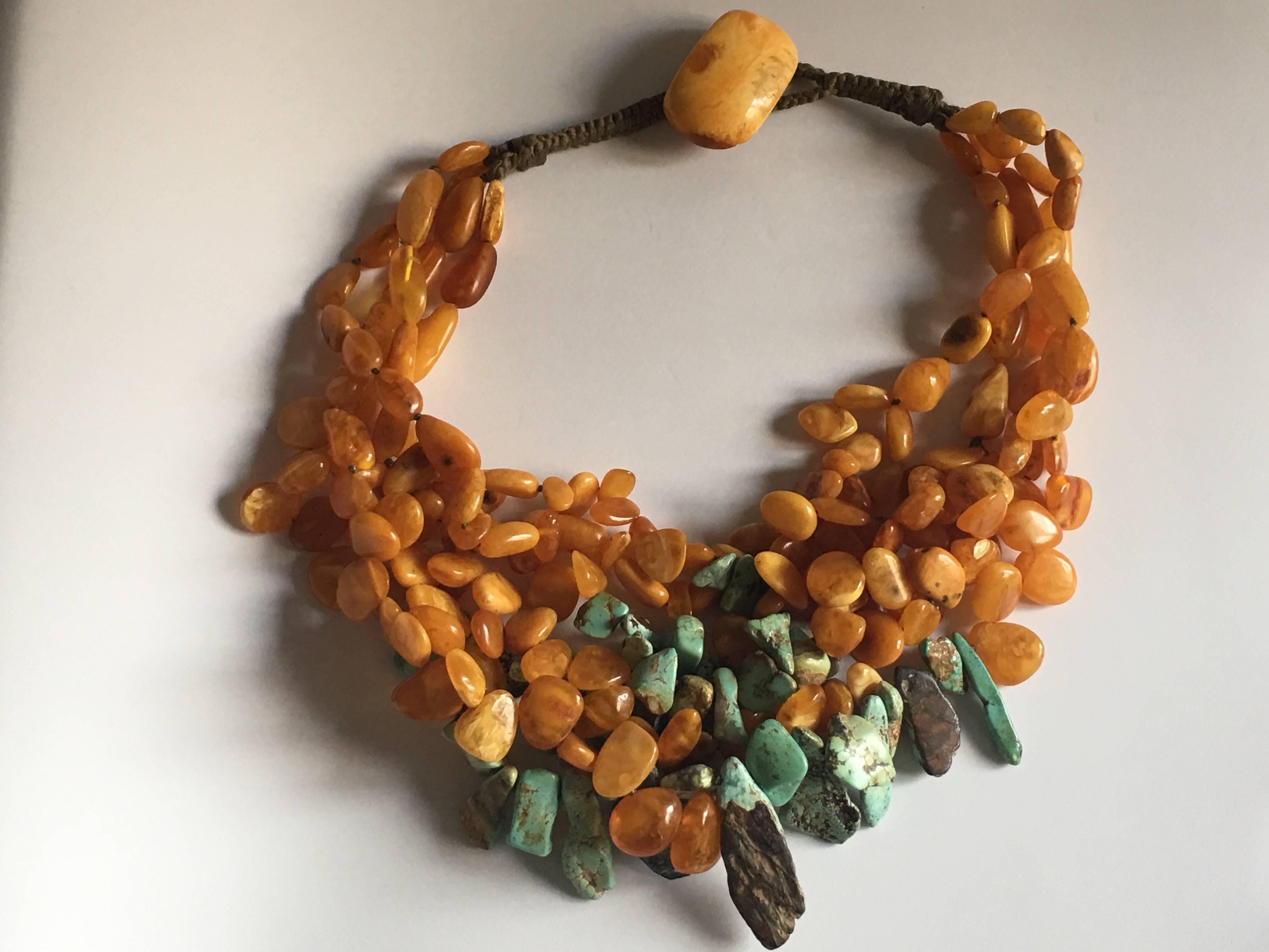 turquoise and amber necklace